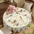 thumbnail image 3 of Janvonne Vintage Birds & Butterflies Round Tablecloth 60 Inch, Waterproof Spring Floral Bird Table Cover for Kitchen Dining, Patio and Home Decor, 3 of 6