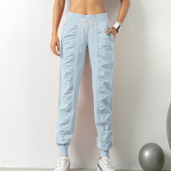Vedolay Women&nbsp;Pants&nbsp;Trendy Women's Casual Cotton Baggy Pants Elastic Waisted Trousers Comfy Summer Pants,Light Blue M