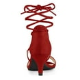 thumbnail image 3 of BLISSFUL STEP Women's Open Toe Kitten Heel Lace Up Sandals, 3 of 7