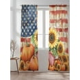 thumbnail image 2 of Sheer Curtains 108 inches Long, Fall Thanksgiving Sunflower Pumpkin USA Flag Harvest Light Filtering Sheer Window Curtains Rod Pocket Voile Drapes for Bedroom Living Room, 52"W x 108"L 2 Panels, 2 of 7