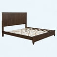 thumbnail image 2 of Walnut Solid Wood King Platform Bed Frame with Tall Headboard, Sturdy Natural Wood Bed, No Box Spring Required, 2 of 5