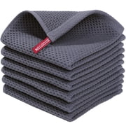 Evlmd Kitchen Towels,6-Pack Dish Towels 100% Cotton Waffle Weave Ultra Soft Absorbent Quick Drying Dish Rags,Dish Cloths, Dishcloths Sets,Tea Dowels for Kitchen,Bar Towels,12x12 Inches, Gray