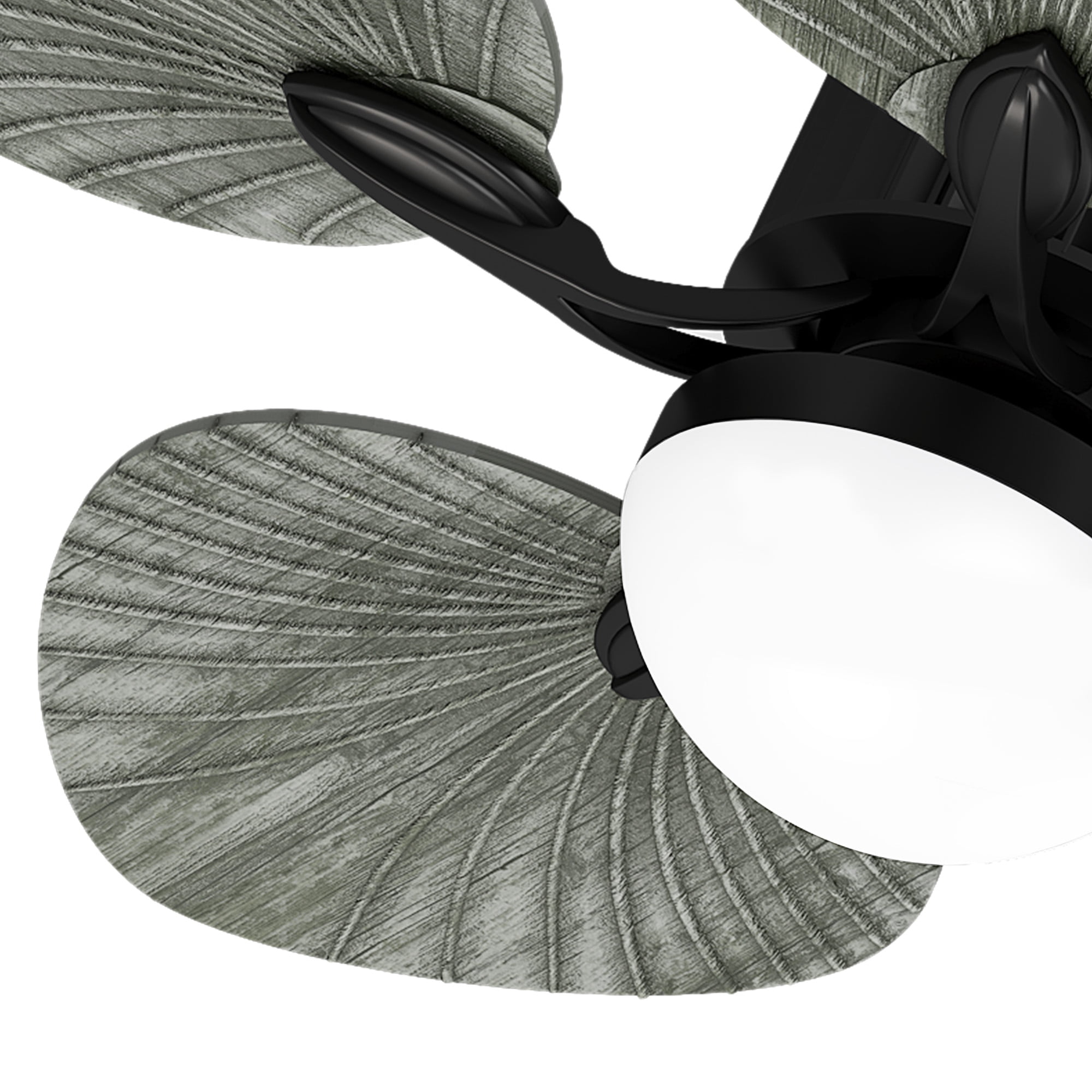 Craftian 44"  Tropical Ceiling Fan with Lights and Remote,5 Palm Leaf Blades, 3-Color LED, Timer & Memory, Indoor/Outdoor - Gray