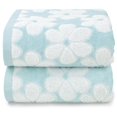 thumbnail image 1 of Juego de toallas de baño Jacquotha, algodón, estampado floral, jacquard, azul aguamarina, x2, 1 of 8