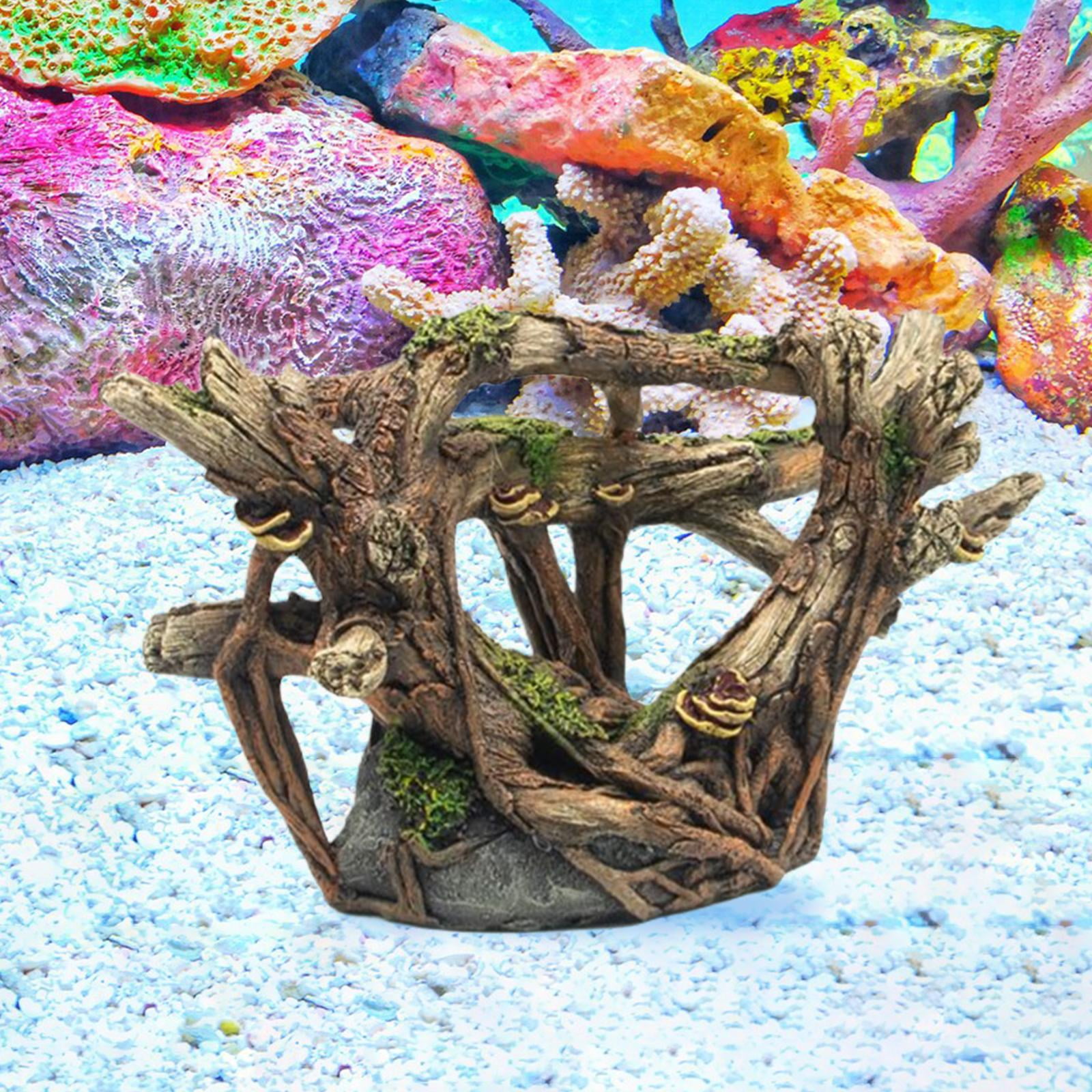 Small Aquarium Fish Tank Landscape Accessory Mountain Cave Home Decor Photography Prop Pavilion Tree Decoration Wood Bridge Rockery Rock