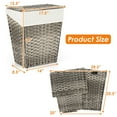 thumbnail image 2 of Gymax Handwoven Laundry Hamper Foldable w/Removable Liner, Lid & Handles Grey, 2 of 10
