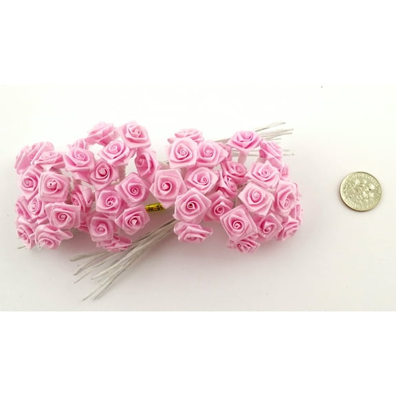 144 Medium Wrap Rose Wedding Flower Pick - Light Pink