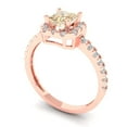 thumbnail image 2 of Clara Pucci 14K Rose Gold Solid Gold Morganite Halo Anniversary Ring for Women - 0.89 cttw Princess Cut, 2 of 8