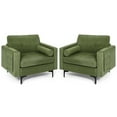 thumbnail image 1 of Costway Ensemble de 2 Fauteuil d'Accent Canapé Simple W / Mitre et Poche de Rangement Latérale Vert Armée, 1 of 9