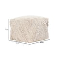 thumbnail image 5 of Benjara Fabric Pouf Ottoman with Woven Design and Fringe Details, Cream, 5 of 5