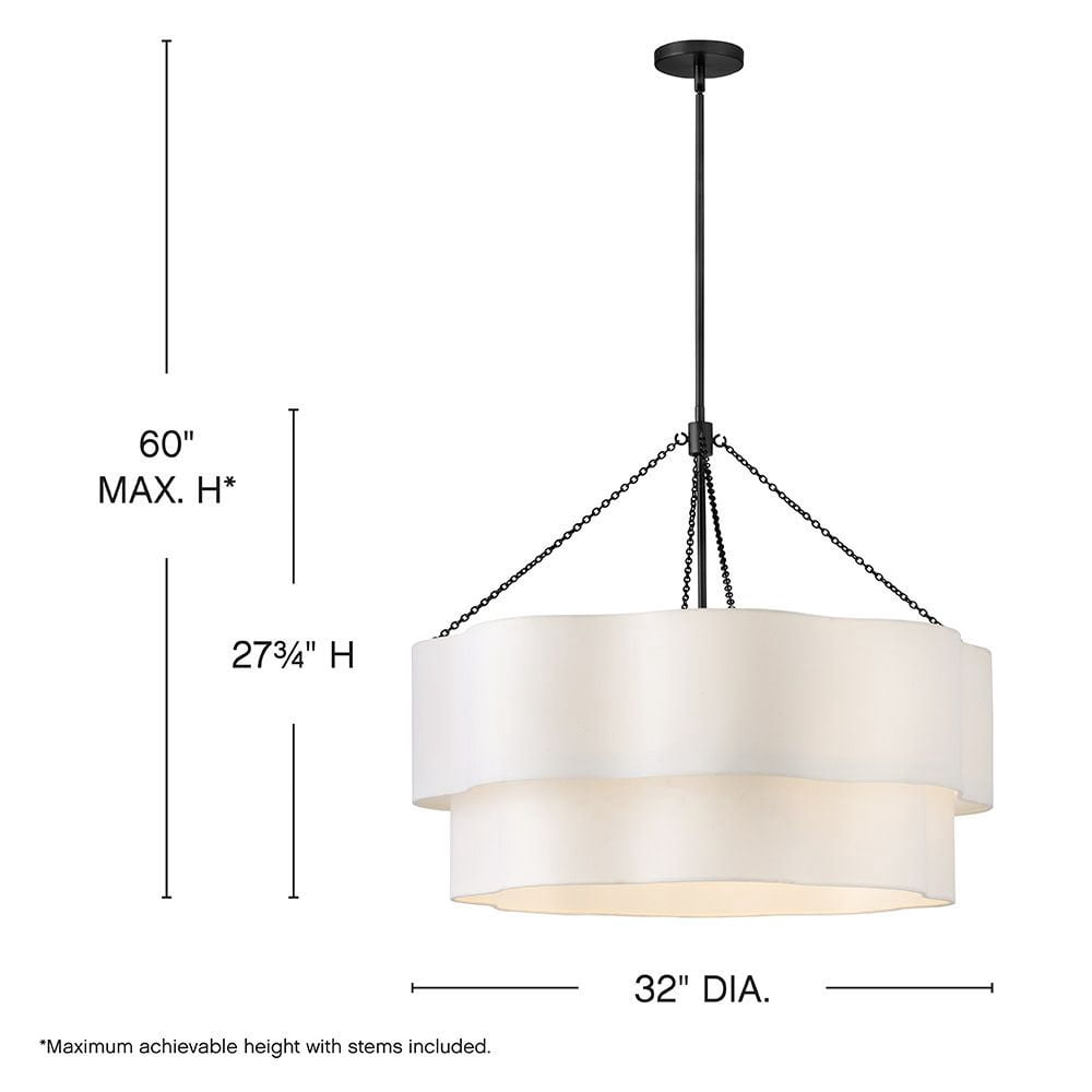 47735BK Hinkley Lighting Gwen - 40W 8 LED Medium Drum Chandelier-27.75 Inch Tall and 32 Inch Wide-Black Finish