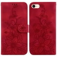 thumbnail image 2 of Compatible avec iPhone SE 2020 Étui Portefeuille Embossé Lily avec Porte-Cartes Étui à Rabat en Cuir PU, 2 of 5