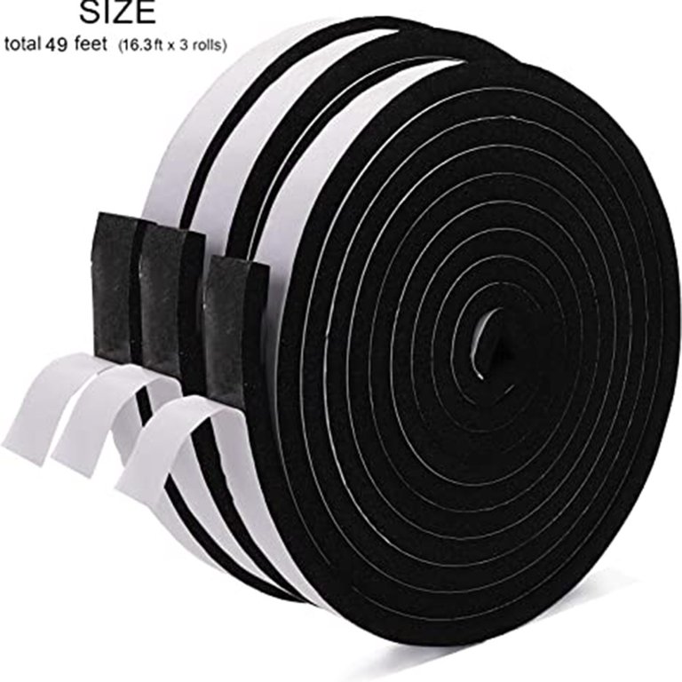 49 ft Rubber Door Weather Stripping Door Seal Strip for Doors & Windows,Self-Adhesive Door Insulation Strip, Soundproof Door Sealers for Door Frame