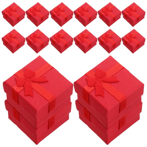 ColoMX 24 Uds cajas de joyería rojas con tapas de lazo caja de anillos propuesta caja de anillo para guardar anillos pendientes y colgantes para hombres y mujeres