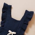 thumbnail image 4 of Younger Tree Mameluco Sin Mangas Con Volantes Para Niña Pequeña, Mono Informal De Verano, Ropa De Lino De Algodón (Azul 3-6 Meses), 4 of 5
