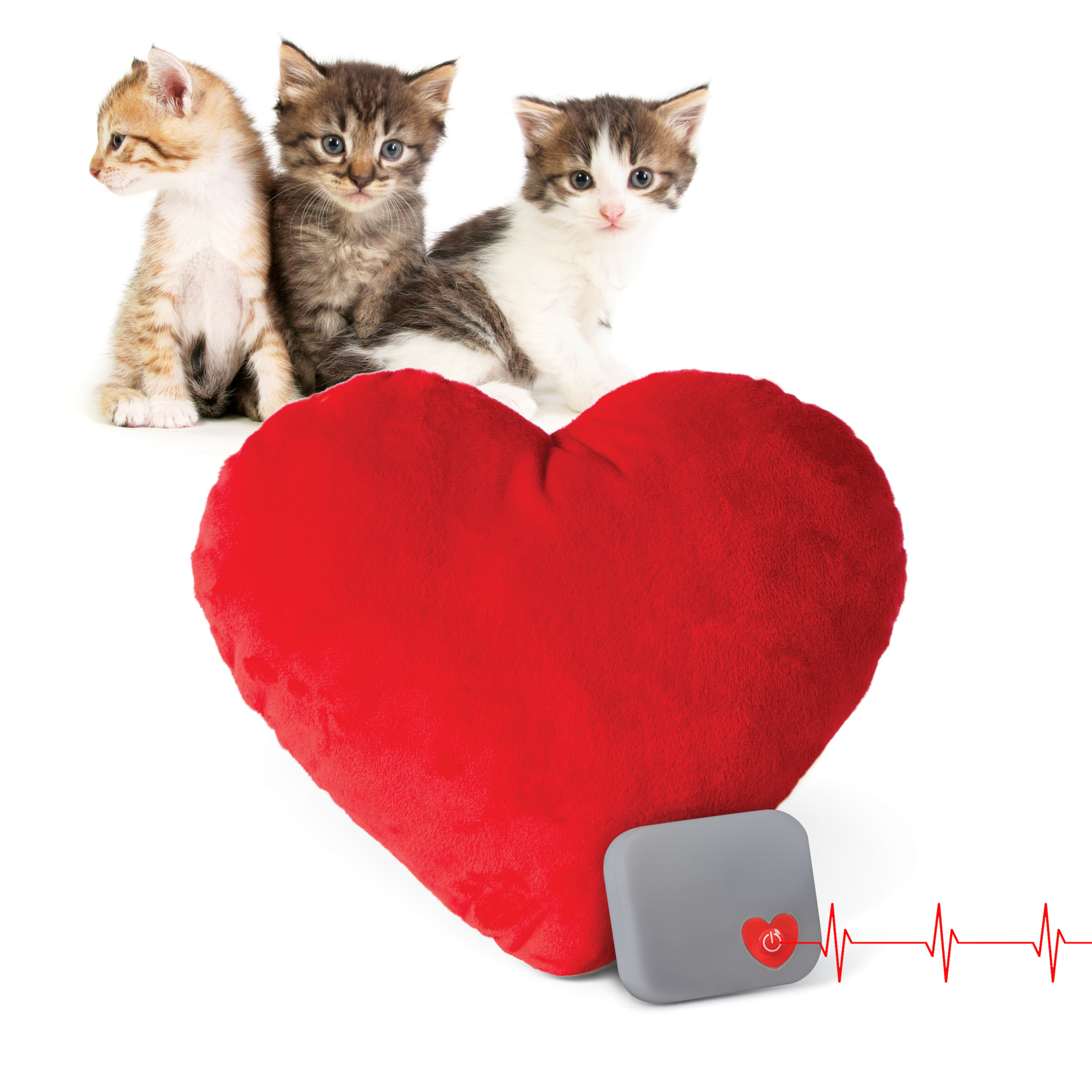 K&H Pet Products Mother's Heartbeat Plush Kitten Toy Heart Pillow Red