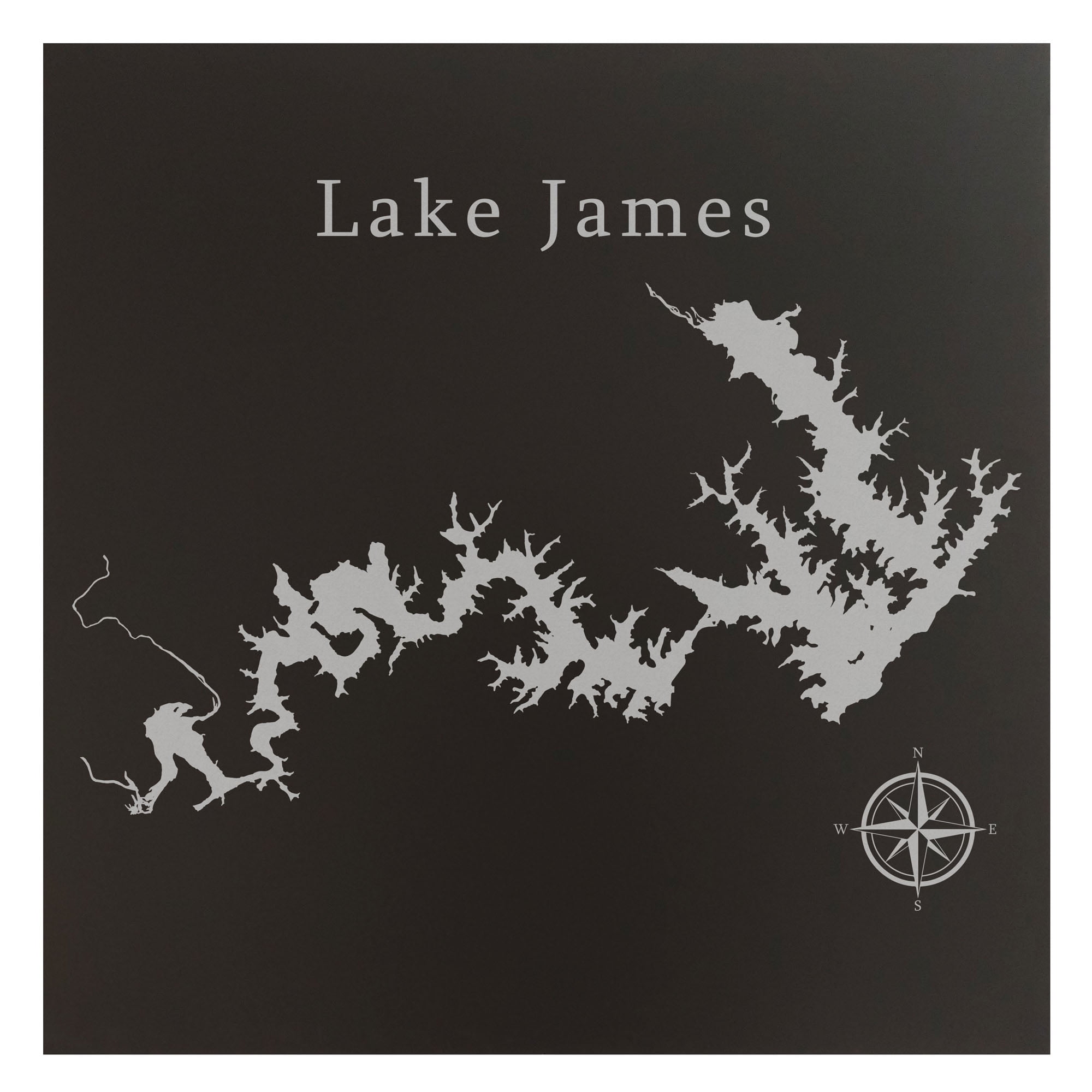 Lake James Map 24x24" Black Metal Wall Art Office Decor Gift Engraved