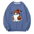 thumbnail image 4 of Chandail en Molleton Décontracté et à la Mode pour Enfants Halloween Imprimé 2D Col Rond Manches Longues Marine, 4 of 6