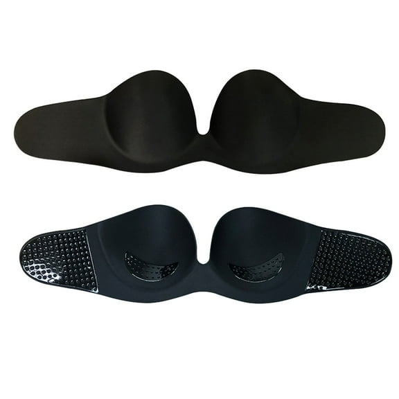 khonts,Women's Silicone Adhesive Reusable Bras Strapless Sticky Nipple Cover Backless Push up Lift Bras Black D