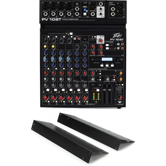 Peavey PV 10 BT 10 Channel Compact Mixing Mixer Console with Bluetooth   Rackmount Kit