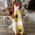 thumbnail image 2 of USSUMA Dress for Women Wedding Guest, Women's Summer Floral Boho Sleeveless Spaghetti Strap Cami Long Maxi Dress Daisy Print V Neck Backless Beach Sundress, 2 of 5