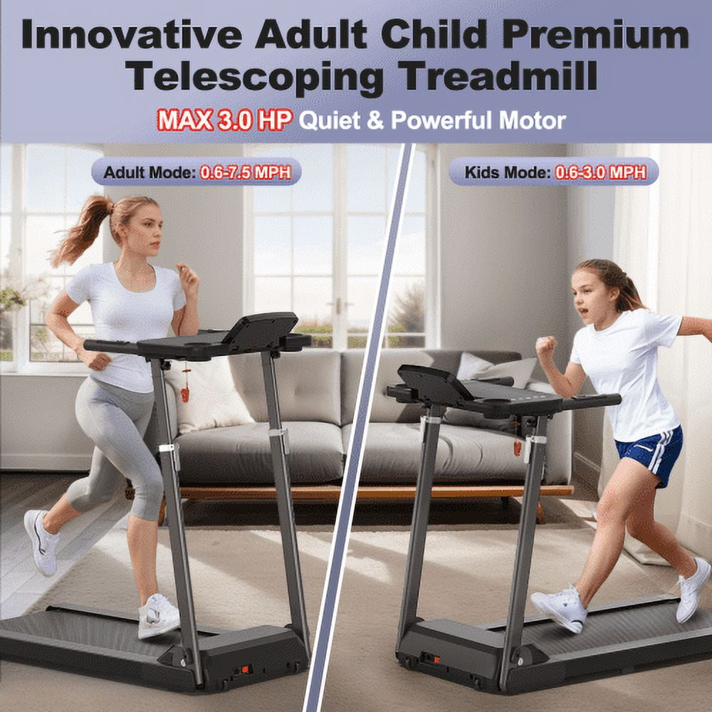 Foldable Treadmill with Incline, Walking Pad Treadmill with Adjustable Height & Desk Workstation, 300 LBS Weight