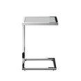 thumbnail image 3 of Inspired Home Noelani End Table Hight Gloss Lacquer Finish Top Polished Stainless Steel Base, Light Grey/Chrome, 3 of 9