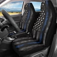 thumbnail image 2 of XYZCANDO Patriotic Front Car Seat Covers featuring Thin Blue Line Flag - Durable Breathable 2-Piece Set for Vehicle Interior Protection, 2 of 10
