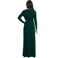 thumbnail image 6 of KOH KOH Long Sleeve Modest Fall Winter Evening Flowy Empire Waist Full Floor Length Cocktail Formal V-Neck Tall Maxi Dress Gown Abaya For Women Emerald Green XXX-Large US 22-24 NT171, 6 of 7