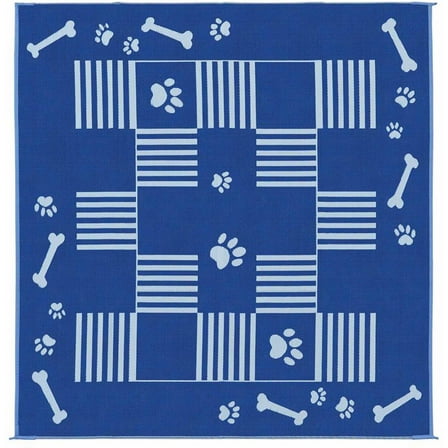 Stylish Camping Reversible Dog Paw/Bone Patio Mat, Blue