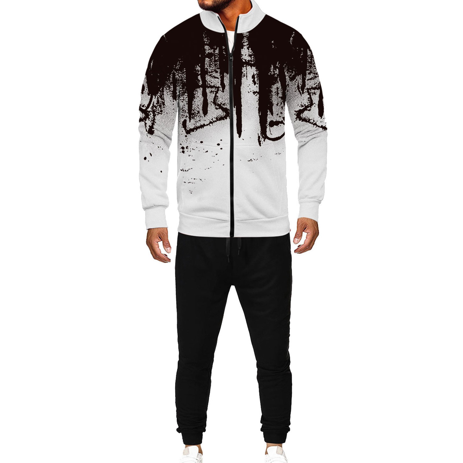 Lapels for Men Suits Men's Splashink Standup Collar Sports Zipper