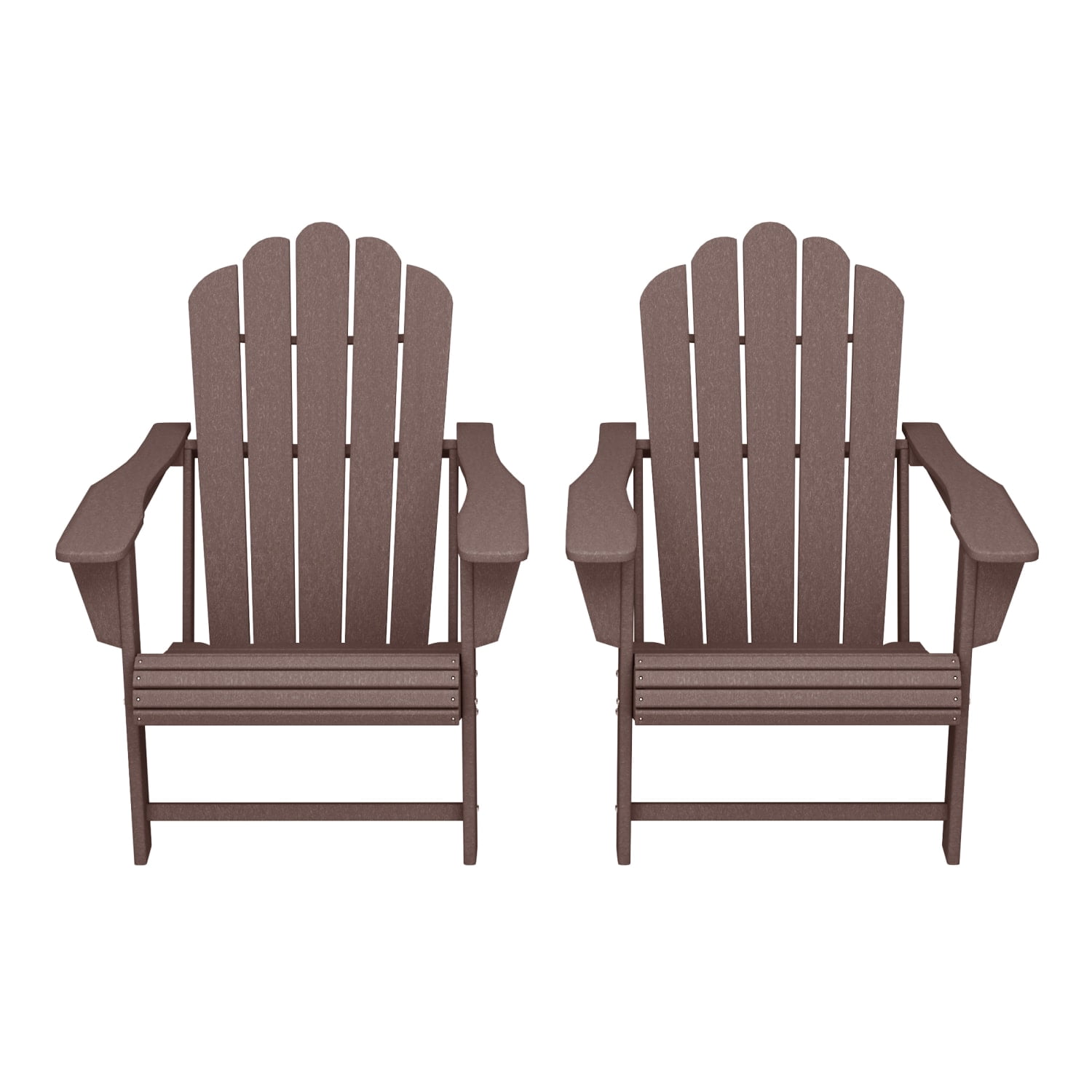 WestinTrends Highland Outdoor Patio HDPE Adirondack Chairs With Cup Holders (Set of 2), Dark Brown