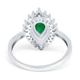 thumbnail image 2 of Art Deco Pear Wedding Ring Simulated Green Emerald CZ 925 Sterling Silver Size 9, 2 of 4