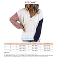 thumbnail image 5 of Sudadera con cuello en V y manga larga para mujer con hombros caídos, sudadera con capucha elegante con bloques de color rosa M, 5 of 5