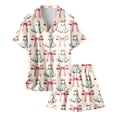 thumbnail image 3 of Likimi Toddler Child Girls Halloween Pajamas Set Short Sleeve Hallowmas Ghost Print Lapel Button Down Pjs Tops With Shorts For Party Comfort Homewear, 3 of 4