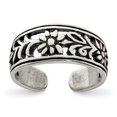 thumbnail image 1 of 925 Sterling Silver Vintage Flower Adjustable Toe Ring Open Midi, 1 of 10