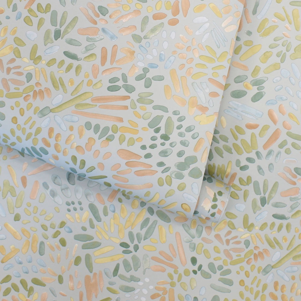 Tempaper Brushstroke Garden Robin's Egg Peel and Stick Wallpaper, 20.5" x 16.5'