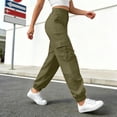 thumbnail image 5 of LIIPEE Womens Cargo Pants Casual Solid Color Elastic Waist Loose Tapered Leg Pants With Pockets Ladies Breathable Everyday Trousers,XXL, 5 of 5