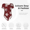 thumbnail image 6 of Easygdp Snowflakes On A Buffalo Plaid Women's One-Piece Swimsuit Slim Fit Crew Neck Bodysuit Athletic Swimwear with Concealed Buckle - X-Large, 6 of 9