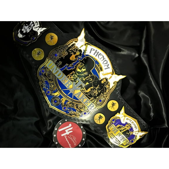 14Stars Men's Cowhide Leather Heavyweight Wrestling Championship Belt, Black, 46 in