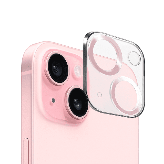 Mica de Cámara Cristal 9D Deluxe 2mm para iPhone 15 / 15 Plus – Protector Vidrio Templado Rosa, Alta Claridad y Ajuste Perfecto