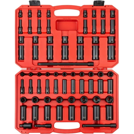 

JSTCL 3/8 Inch Drive 6-Point Impact Socket Set72-Piece (1/4-1 in.6-24 mm) | SID91404