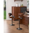 thumbnail image 3 of Bar Stools Adjustable Swivel Barstools Counter Stools with Back Sets of 2, Mid-Century Modern PU Leather Upholstered Counter Height Barstools, Kitchen Island Bar Chairs, Black, 3 of 10