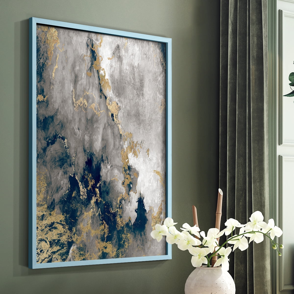 Hudson Path in Blue Solid Wood 11 x 14 Framed Print