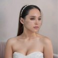 thumbnail image 4 of Breathable Face Veil Hairband Bridal Shower Hairhoop Head Accessory with Pearls Decors for Special Occasion Formal Outfit White, 4 of 4