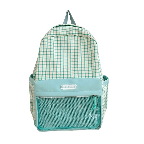Con accesorios accesorios mochila ins nicho versión japonesa coreana mochila para estudiantes escuela primaria mochila pequeña a cuadros 2024 nueva 6222-PZ20240718015057 Verde