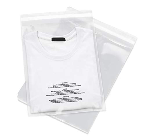 Resealable Polybags With Adhesive strip & Suffocation Warning For Packaging T Shirts Clothing PACK of 500 11 x 14 CLEAR SELF SEAL POLY BAGS 1.5 Mil Perfect for Shipping Supplies With FBA GPI