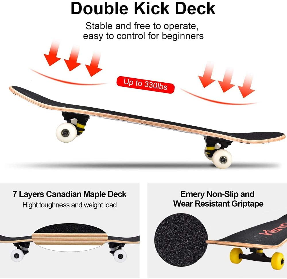 Geteah Complete Skateboards for Beginners Standard Skateboard 31x8