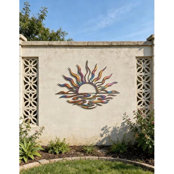 Sunrise Metal Wall Art with Coastal Sun Design, Decorative Wall Decor