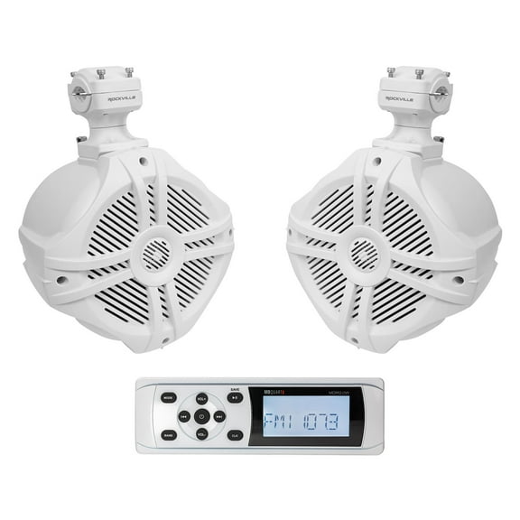 MB QUART MDR2.0W Marine Boat AM/FM Bluetooth Receiver Rockville Tower Speakers